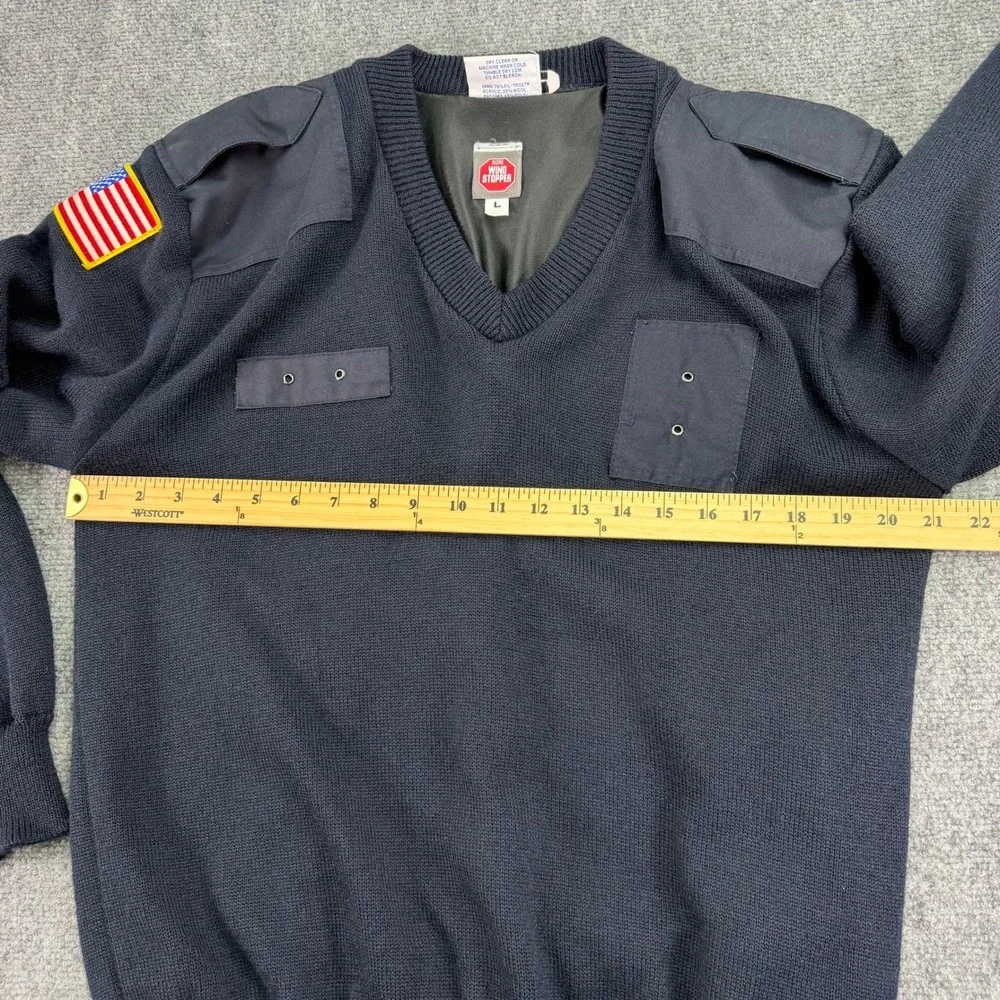 Blauer Sweater Mens Large Navy‎ Gore Windstopper Wool Blend Commando USA Patch